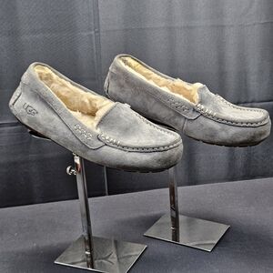 UGG Women's Ansley Suede Moccasin Slippers, Gray, Size 6